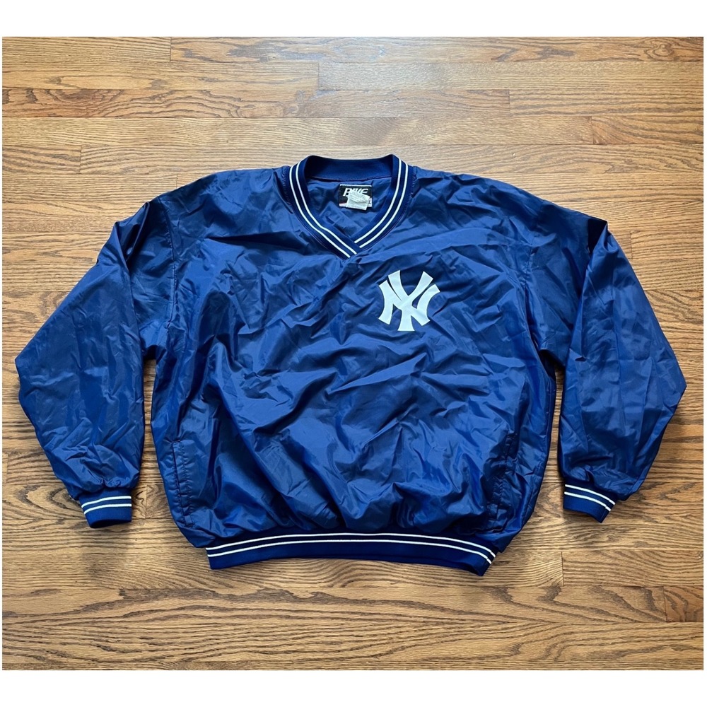 Vintage Bike Athletic New York Yankees Windbreaker Pullover Navy Blue Mens 2XL